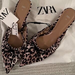ZARA Slingbacks NWT Heels Size 9 Cheetah Cocktail